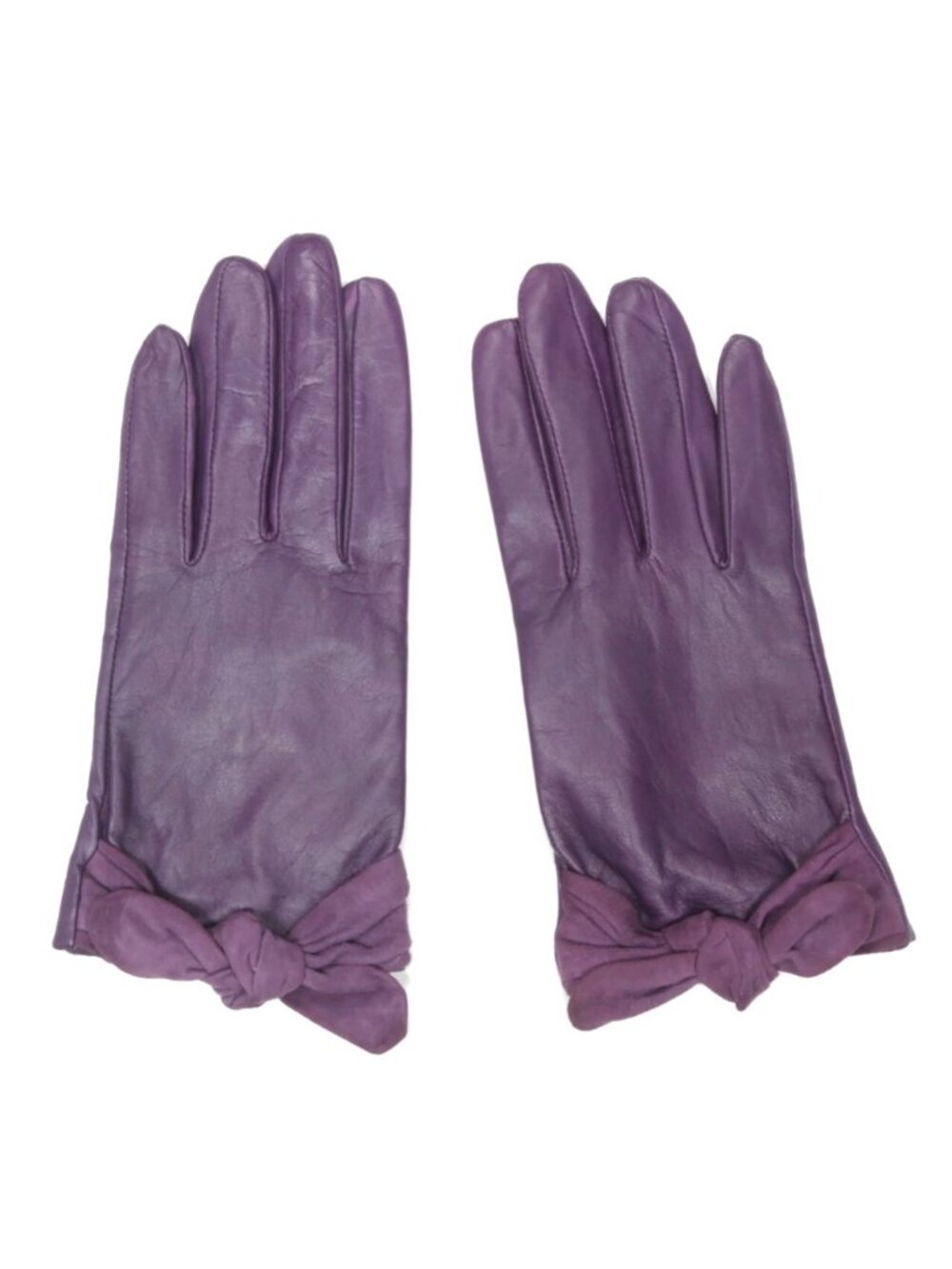 Vintage Ralph Lauren Italian Purple Bow Leather Gloves size Large /343